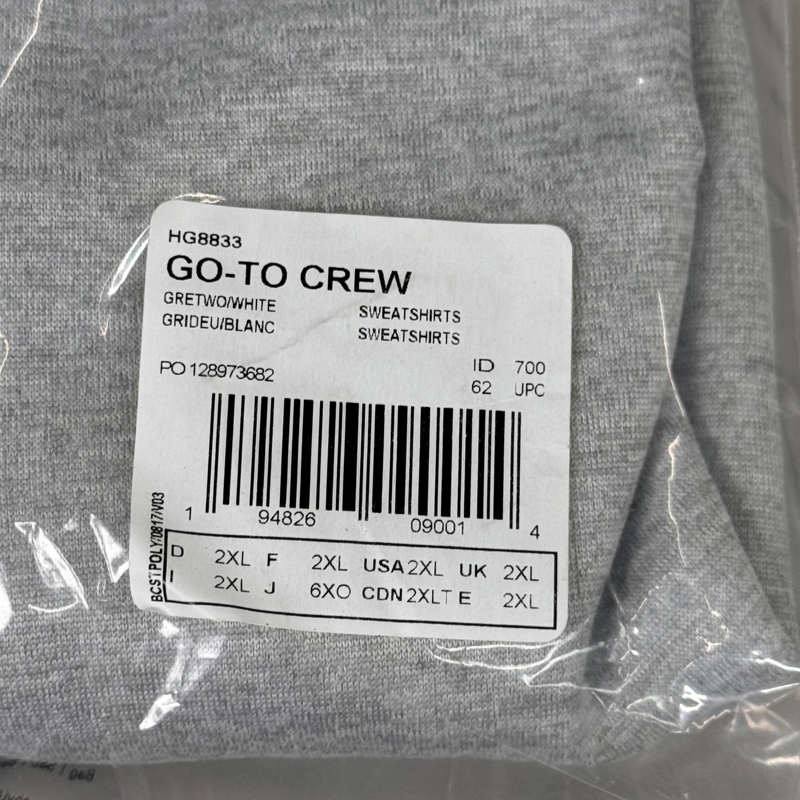ADIDAS Men's Go-To Crewneck Golf Sweatshirt Sz-2XL Grey HG8833